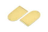 Brass D Shape, 4 Raw Brass D Shape Charms With 8 Hole, Brass Blanks (35x20x0.80mm) M03116