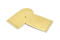 Brass D Shape, 4 Raw Brass D Shape Charms With 8 Hole, Brass Blanks (35x20x0.80mm) M03116