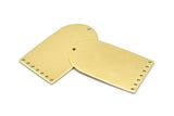 Brass D Shape, 4 Raw Brass D Shape Charms With 8 Hole, Brass Blanks (35x20x0.80mm) M03116