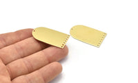 Brass D Shape, 4 Raw Brass D Shape Charms With 8 Hole, Brass Blanks (35x20x0.80mm) M03116
