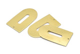 Brass D Shape, 4 Raw Brass D Shape Charms With 1 Hole, Brass Blanks (35x20x0.80mm) M03161