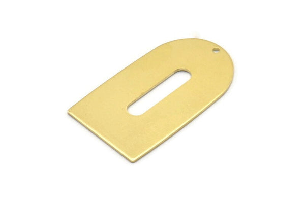 Brass D Shape, 4 Raw Brass D Shape Charms With 1 Hole, Brass Blanks (35x20x0.80mm) M03163