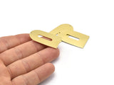 Brass D Shape, 4 Raw Brass D Shape Charms With 1 Hole, Brass Blanks (35x20x0.80mm) M03163