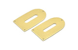 Brass D Shape, 4 Raw Brass D Shape Charms With 3 Hole, Brass Blanks (35x20x0.80mm) M03165