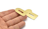 Brass D Shape, 4 Raw Brass D Shape Charms With 3 Hole, Brass Blanks (35x20x0.80mm) M03165