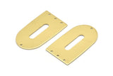 Brass D Shape, 4 Raw Brass D Shape Charms With 4 Hole, Brass Blanks (35x20x0.80mm) M03166