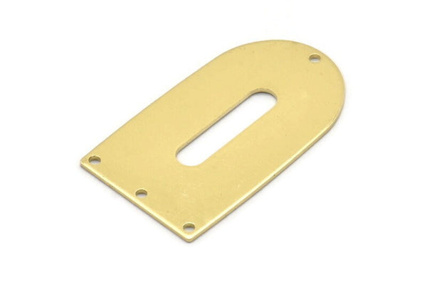Brass D Shape, 4 Raw Brass D Shape Charms With 4 Hole, Brass Blanks (35x20x0.80mm) M03167