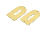 Brass D Shape, 4 Raw Brass D Shape Charms With 4 Hole, Brass Blanks (35x20x0.80mm) M03167