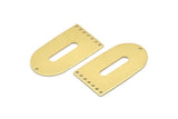 Brass D Shape, 4 Raw Brass D Shape Charms With 8 Hole, Brass Blanks (35x20x0.80mm) M03168