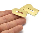 Brass D Shape, 4 Raw Brass D Shape Charms With 8 Hole, Brass Blanks (35x20x0.80mm) M03168