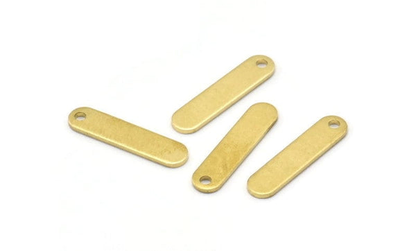 Brass Oval Bar, 50 Raw Brass Oval Stamping Blanks with 1 Hole (17x4x0.80mm) M03117
