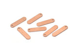 Copper Rectangle Bar, 24 Raw Copper Rectangle Stamping Blanks with 1 Hole (17x4x0.80mm) M03118