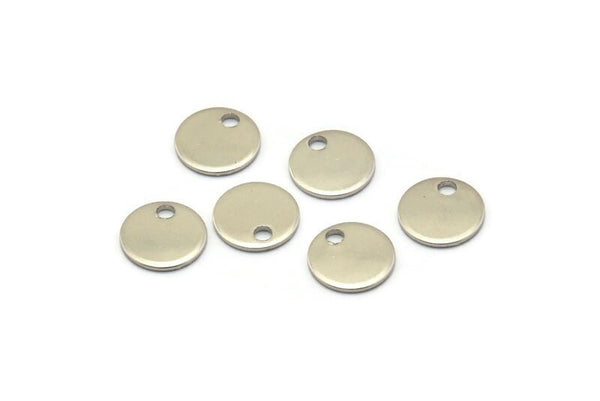 Steel Cabochon Tag, 100 Stainless Steel Cabochon Tags With 1 Hole, Stamping Tags (8x0.80mm) M03091