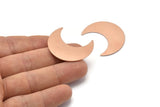 Copper Moon Crescent, 4 Raw Copper Moon Blanks, Stamping Blanks (35x15x0.80mm) M03143