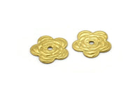 Brass Filigree Flower, 50 Raw Brass Filigree Flower Connectors, Charms (12x11mm) A0490