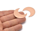 Copper Moon Charm, 4 Raw Copper Moon Crescent Charms With 1 Hole (35x15x0.80mm) M03147