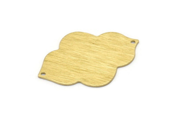 Brass Badge Charm, 2 Textured Raw Brass Badge Charms With 2 Holes, Pendants, Findings (39x28x0.80mm) M02340