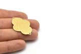 Brass Badge Charm, 2 Textured Raw Brass Badge Charms With 2 Holes, Pendants, Findings (39x28x0.80mm) M02340