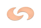 Copper Moon Charm, 4 Raw Copper Moon Crescent Charms With 1 Hole (35x15x0.80mm) M03099