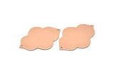 Copper Badge Charm, 2 Raw Copper Badge Charms With 2 Holes, Pendants, Findings (39x28x0.80mm) M02870