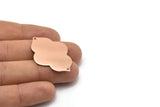 Copper Badge Charm, 2 Raw Copper Badge Charms With 2 Holes, Pendants, Findings (39x28x0.80mm) M02870