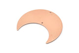 Copper Moon Charm, 4 Raw Copper Moon Crescent Charms With 2 Holes (35x15x0.80mm) M03148