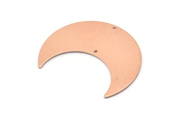Copper Moon Charm, 4 Raw Copper Moon Crescent Charms With 2 Holes (35x15x0.80mm) M03148