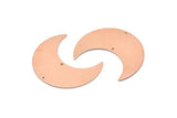 Copper Moon Charm, 4 Raw Copper Moon Crescent Charms With 2 Holes (35x15x0.80mm) M03148