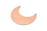 Copper Moon Charm, 4 Raw Copper Moon Crescent Charms With 2 Holes (35x15x0.80mm) M03139