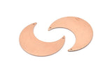 Copper Moon Charm, 4 Raw Copper Moon Crescent Charms With 2 Holes (35x15x0.80mm) M03139