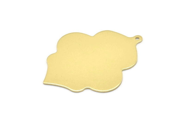 Brass Badge Charm, 2 Raw Brass Badge Charms With 1 Loop, Pendants, Findings (49x38x0.80mm) M01326