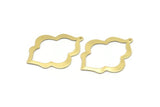 Brass Badge Charm, 2 Raw Brass Badge Charms With 1 Loop, Pendants, Findings (49x38x0.80mm) M01144