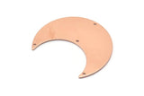 Copper Moon Charm, 4 Raw Copper Moon Crescent Charms With 4 Holes (35x15x0.80mm) M03146
