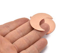 Copper Moon Charm, 4 Raw Copper Moon Crescent Charms With 1 Loop (35x17x0.80mm) M03140