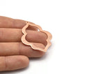 Copper Badge Charm, 2 Raw Copper Badge Charms With 1 Loop, Pendants, Findings (49x38x0.80mm) M02699