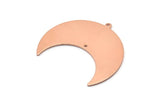 Copper Moon Charm, 4 Raw Copper Moon Crescent Charms With 1 Loop And 1 Hole (35x17x0.80mm) M03138