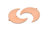 Copper Moon Charm, 4 Raw Copper Moon Crescent Charms With 1 Loop And 1 Hole (35x17x0.80mm) M03138