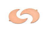 Copper Moon Charm, 4 Raw Copper Moon Crescent Charms With 1 Loop And 2 Holes (35x17x0.80mm) M03137