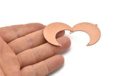 Copper Moon Charm, 4 Raw Copper Moon Crescent Charms With 1 Loop And 2 Holes (35x17x0.80mm) M03137
