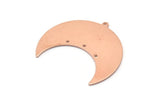 Copper Moon Charm, 4 Raw Copper Moon Crescent Charms With 1 Loop And 3 Holes (35x17x0.80mm) M03141
