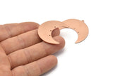 Copper Moon Charm, 4 Raw Copper Moon Crescent Charms With 1 Loop And 3 Holes (35x17x0.80mm) M03141