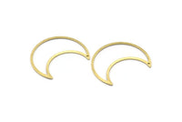 Brass Moon Charm, 4 Textured Raw Brass Moon Crescent Charms With 1 Hole (35x15x0.80mm) M03124