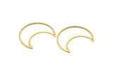 Brass Moon Charm, 4 Textured Raw Brass Moon Crescent Charms With 1 Hole (35x15x0.80mm) M03124