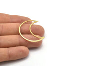 Brass Moon Charm, 4 Textured Raw Brass Moon Crescent Charms With 1 Hole (35x15x0.80mm) M03124