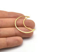 Brass Moon Charm, 4 Textured Raw Brass Moon Crescent Charms With 1 Hole (35x15x0.80mm) M03124