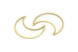 Brass Moon Charm, 4 Textured Raw Brass Moon Crescent Charms With 2 Holes (35x15x0.80mm) M03123