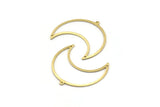 Brass Moon Charm, 4 Textured Raw Brass Moon Crescent Charms With 2 Holes And 1 Loop (35x17x0.80mm) M03122