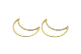 Brass Moon Charm, 6 Textured Raw Brass Moon Crescent Charms With 2 Holes (33x13x0.80mm) M03134