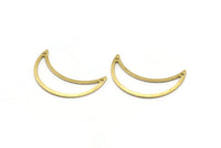 Brass Moon Charm, 8 Textured Raw Brass Moon Crescent Charms With 2 Holes (30x10x0.80mm) M03131