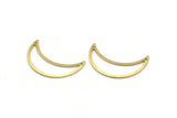 Brass Moon Charm, 8 Textured Raw Brass Moon Crescent Charms With 2 Holes (30x10x0.80mm) M03131